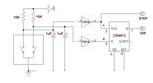 circuito antirimbalzo per encoder meccanico rotativo